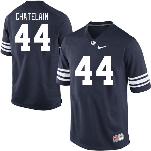Men #44 Jonah Chatelain BYU Cougars College Football Jerseys Stitched-Navy